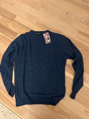Men's Cable Knit Crewneck Sweater - Navy